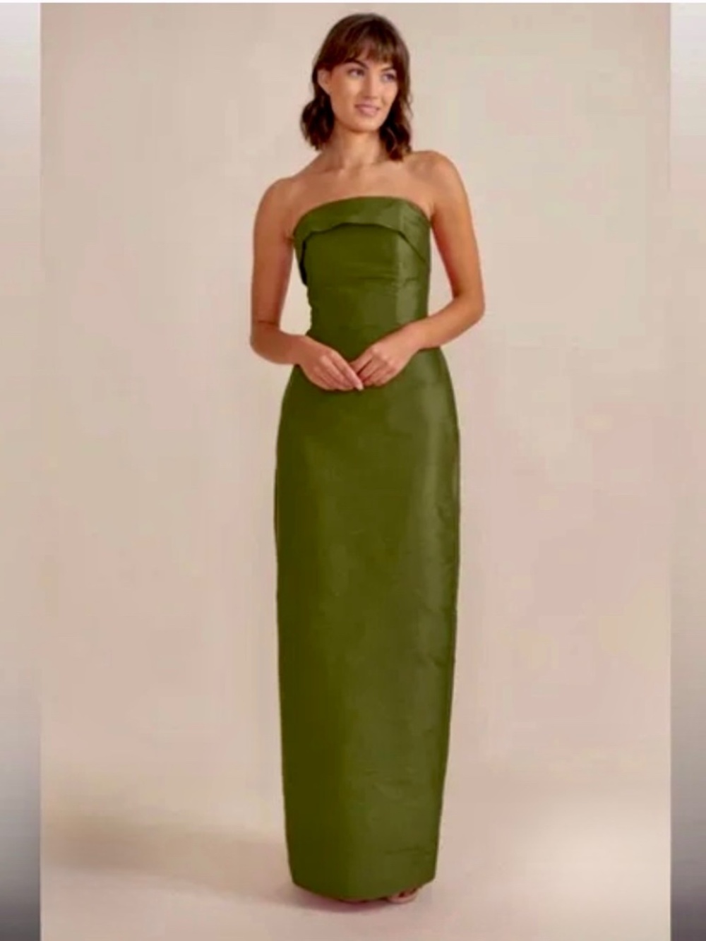 LulaKate Eva Bodice with Straight Skirt Floor Shantung Greenery Green Size 6